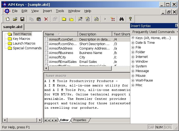 AIM Keys Screenshot